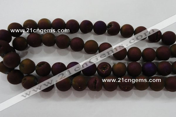 CAG6305 15 inches 14mm round plated druzy agate beads wholesale