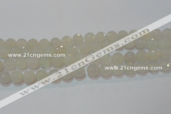 CAG6515 15.5 inches 14mm faceted round Brazilian white agate beads