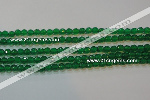CAG6612 15.5 inches 6mm faceted round green agate gemstone beads