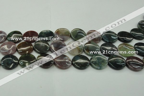 CAG6774 15.5 inches 20mm flat round Indian agate beads wholesale