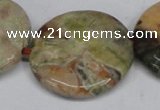 CAG7048 15.5 inches 30mm flat round ocean agate gemstone beads