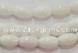 CAG7201 15.5 inches 6*9mm rice white agate gemstone beads