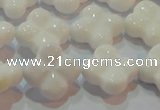 CAG7222 15.5 inches 16*16mm carved flower white agate gemstone beads