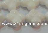 CAG7224 15.5 inches 20*20mm carved flower white agate gemstone beads