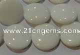 CAG7251 15.5 inches 10mm flat round white agate gemstone beads