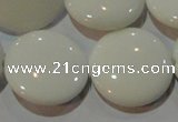 CAG7256 15.5 inches 20mm flat round white agate gemstone beads