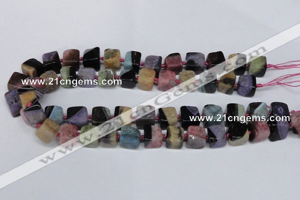 CAG7379 15.5 inches 11*12mm - 12*13mm cube dragon veins agate beads