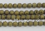 CAG7445 15.5 inches 4mm round plated druzy agate beads wholesale