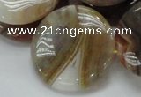 CAG780 15.5 inches 35mm flat round yellow agate gemstone beads