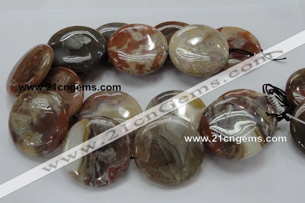 CAG782 15.5 inches 50mm flat round yellow agate gemstone beads