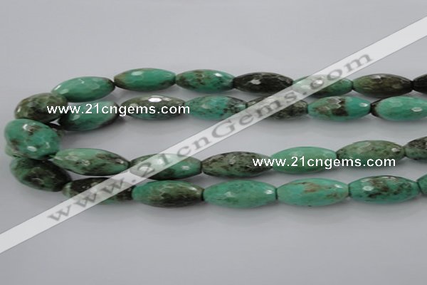 CAG7885 15.5 inches 10*30mm faceted rice grass agate beads