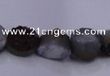 CAG7948 7.5 inches 8*10mm oval plated white druzy agate beads
