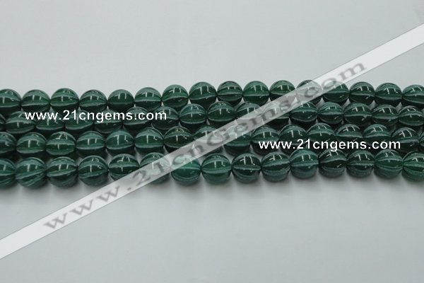 CAG8007 15.5 inches 12mm carved round green agate beads