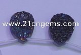CAG8134 Top drilled 18*25mm teardrop rainbow plated druzy agate beads