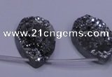 CAG8142 Top drilled 30*40mm teardrop silver plated druzy agate beads