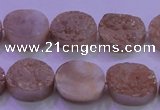 CAG8161 7.5 inches 12*16mm oval champagne plated druzy agate beads