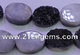 CAG8187 7.5 inches 15*20mm oval black plated druzy agate beads