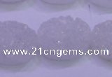 CAG8190 7.5 inches 18*25mm oval white plated druzy agate beads
