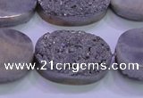 CAG8202 7.5 inches 20*30mm oval silver plated druzy agate beads