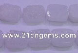 CAG8210 Top drilled 10*14mm rectangle white plated druzy agate beads