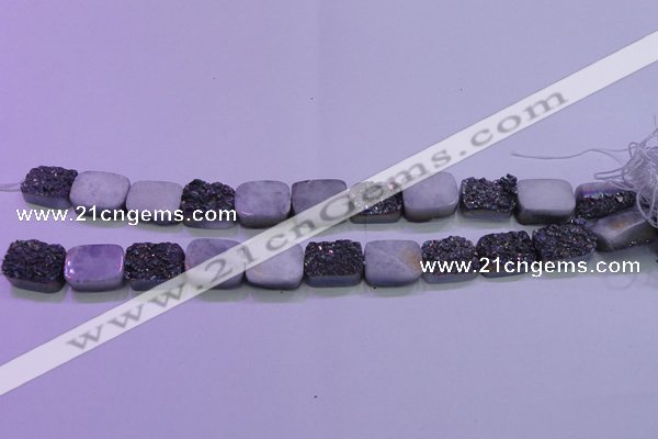 CAG8234 Top drilled 13*18mm rectangle rainbow plated druzy agate beads