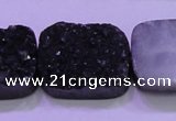 CAG8267 Top drilled 20*30mm rectangle black plated druzy agate beads