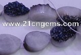 CAG8306 7.5 inches 15*20mm teardrop blue plated druzy agate beads