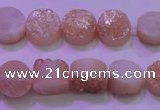 CAG8331 7.5 inches 10mm coin champagne plated druzy agate beads