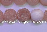 CAG8361 7.5 inches 16mm coin champagne plated druzy agate beads