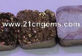 CAG8429 7.5 inches 30*30mm square gold plated druzy agate beads