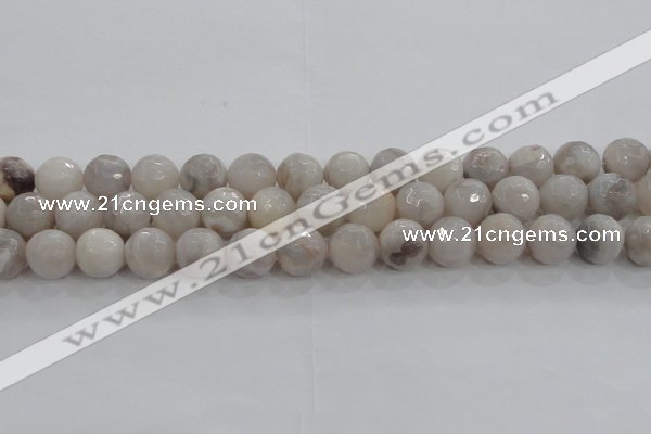 CAG8519 15.5 inches 16mm faceted round grey agate beads wholesale