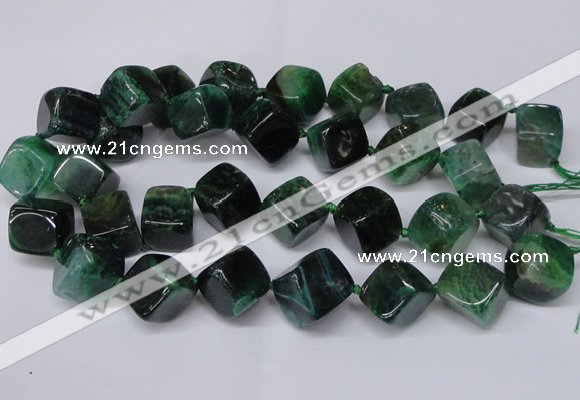 CAG8576 15.5 inches 15*16mm - 17*18mm cube dragon veins agate beads
