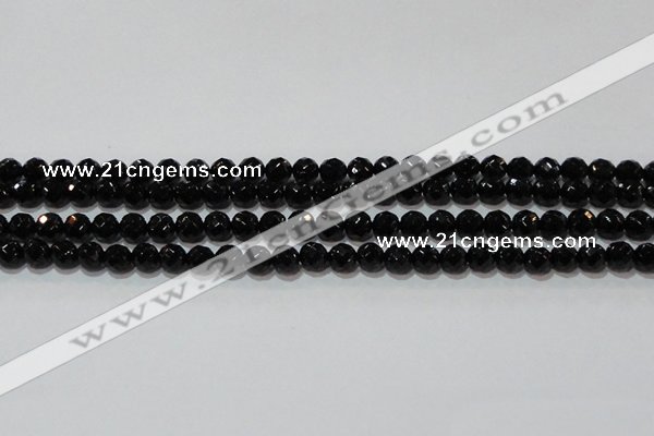 CAG8611 15.5 inches 8mm faceted round black agate gemstone beads
