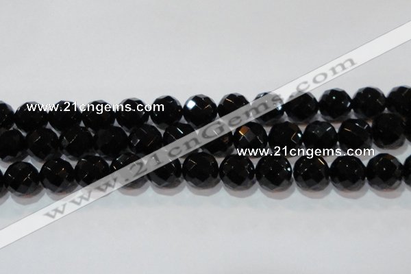 CAG8617 15.5 inches 20mm faceted round black agate gemstone beads