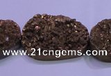 CAG8667 7.5 inches 22*30mm freeform glod plated druzy agate beads