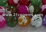 CAG8958 15.5 inches 12mm faceted round fire crackle agate beads
