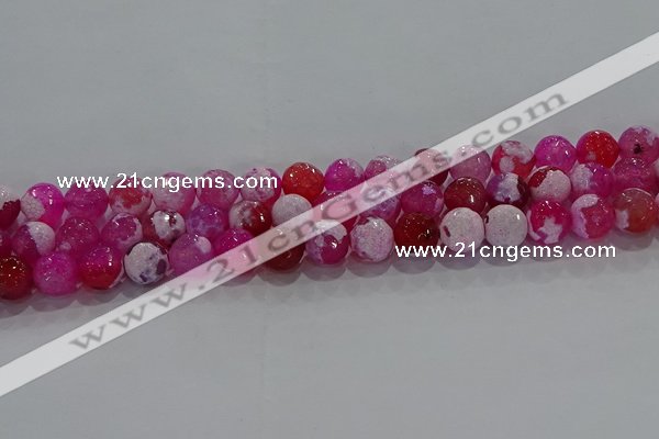 CAG8972 15.5 inches 8mm faceted round fire crackle agate beads
