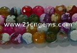 CAG8986 15.5 inches 4mm faceted round fire crackle agate beads