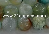 CAG8998 15.5 inches 14mm faceted round fire crackle agate beads