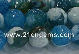 CAG9003 15.5 inches 12mm faceted round fire crackle agate beads