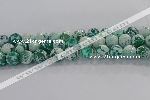 CAG9011 15.5 inches 14mm faceted round fire crackle agate beads