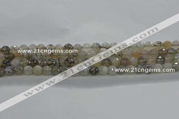 CAG9035 15.5 inches 6mm faceted round dragon veins agate beads