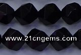 CAG9354 15.5 inches 12mm faceted nuggets black agate beads