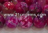 CAG9469 15.5 inches 12mm faceted round fire crackle agate beads