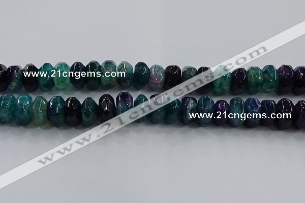 CAG9767 15.5 inches 8*16mm faceted rondelle agate gemstone beads