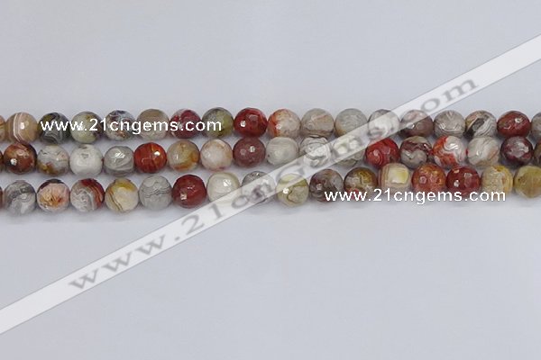 CAG9862 15.5 inches 8mm faceted round Mexican crazy lace agate beads