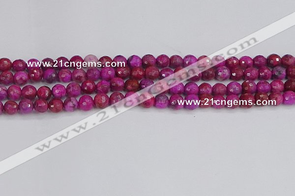 CAG9876 15.5 inches 6mm faceted round fuchsia crazy lace agate beads