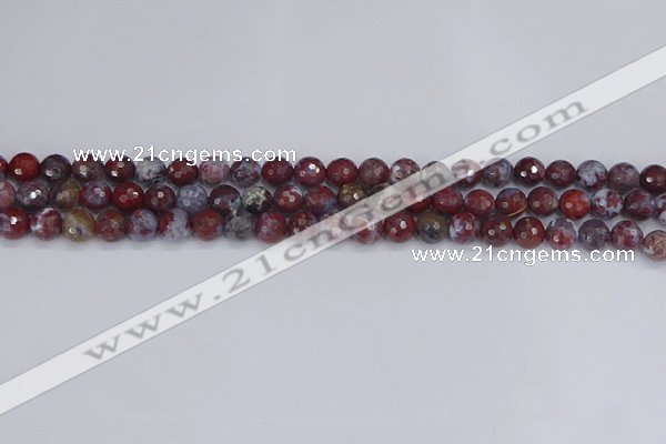 CAG9904 15.5 inches 6mm faceted round red lightning agate beads