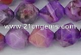 CAG9948 15.5 inches 12mm faceted nuggets purple crazy lace agate beads