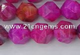 CAG9953 15.5 inches 10mm faceted nuggets fuchsia crazy lace agate beads